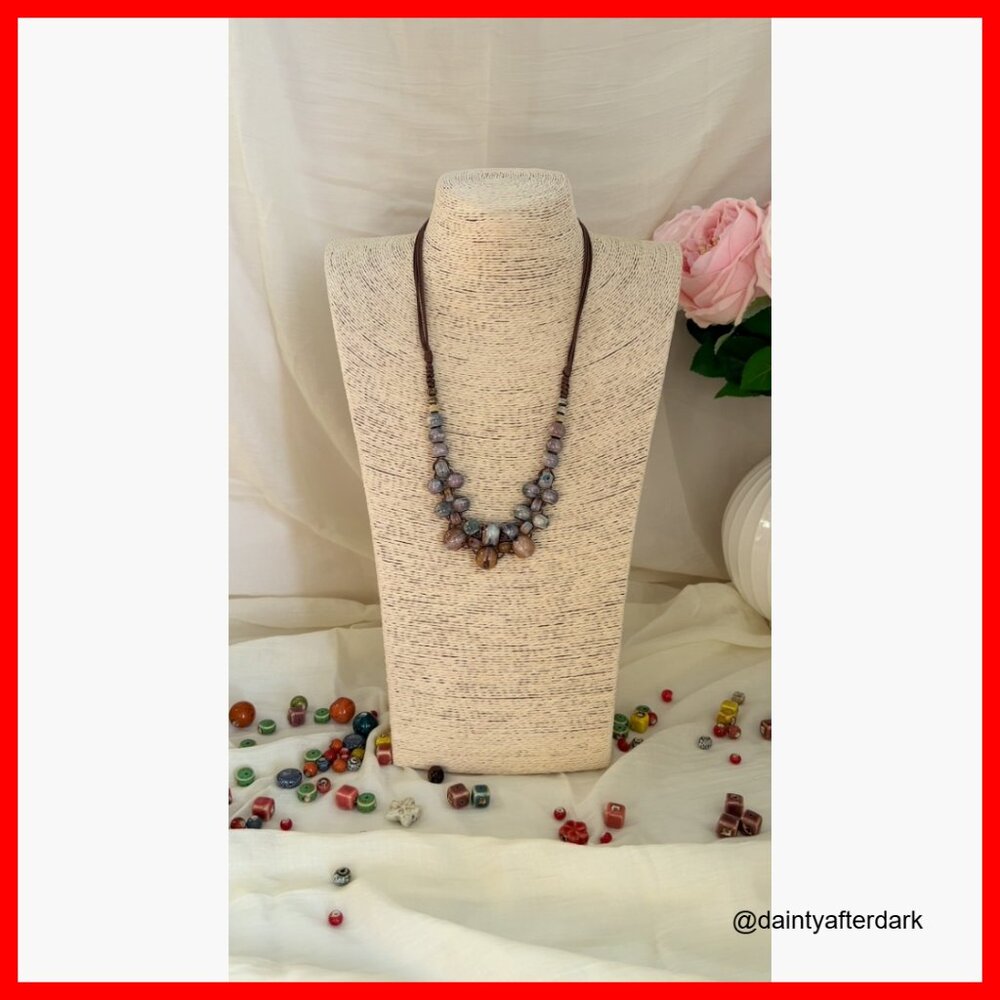 Adjustable Ceramic Bead Bohemian Statement Neckla… - image 7